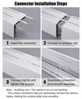 Connector installation steps for Heavy Duty Ceiling Curtain Track System With Smooth Silent Pulleys And Double Aluminum Runners.