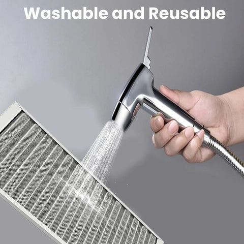 Washing 20x20x1 HVAC Furnace Air Filter Washable And Reusable Lasts A Lifetime MERV 8 with handheld shower head