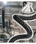 360 Degree Flexible Dust Collection Hose System For Smoke Extraction 1.8 Inch Welding Sucker Suction Tube With Articulated Arm Pipe Kit in a workshop.