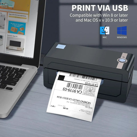 Bluetooth Thermal Shipping Label Printer For 4x6 Shipping Labels Wireless And Dead Simple To Use connected to laptop via USB