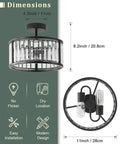 Black Flush Mount Ceiling Light Two Light Crystal Chandelier With Caged Drum Design dimensions and modern features