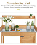 Outdoor Garden Potting Bench With Wood Tabletop And Open Shelf Cabinet Drawer Dope Fir Wood Workstation for plants.
