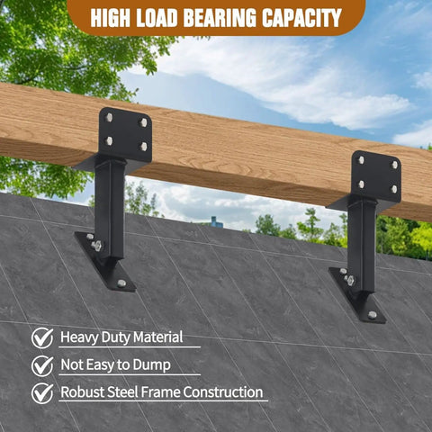 Three Piece Adjustable Roof Riser Brackets Kit In 304 Stainless Steel For Patio Garden Pergola Mounts, Beefy Heavy Duty Beams Brackets With 0 To 180 Degree Tilt, Weatherproof And Rust Resistant, Ideal For Wood Gazebo And Pergola Projects