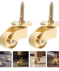 Solid Brass Roller Wheels With Vintage Swivel Casters And Anti Scratch Pads For Heavy Duty Furniture Glides with screws.