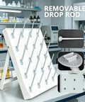 Heavy Duty Lab Drying Rack With Detachable Drip Rods And 9.5cm Spacing For Glassware, with removable rods and staggered layout.