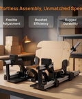Top Shelf Adjustable Aluminum Box Folder For Shipping Reusable Packing Jig Delivers No Sweat Packing Heavy Duty Cardboard Folds Up To 15 Cm with adjustable clamp on a worktable.