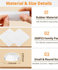 Clear Corner Cabinet Door Bumpers And Drawer Stopper Pads Silica Gel Shields Halt Knock Backs While Quieting Thuds For Zero Fuss Organization And Hassle Free Storage Without The Daily Annoyance Click: Rubber material, 200PCS pack, small round size.