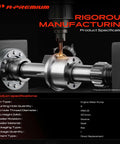 Top Shelf Engine Cooling Water Pump With Curved Pipe And Complete Bolt And O Ring Kit Compatible With Ford Workhorse Vans and Super Duty Trucks Built For The Legendary Seven Point Three Turbo Diesel, metal construction, product specifications shown.