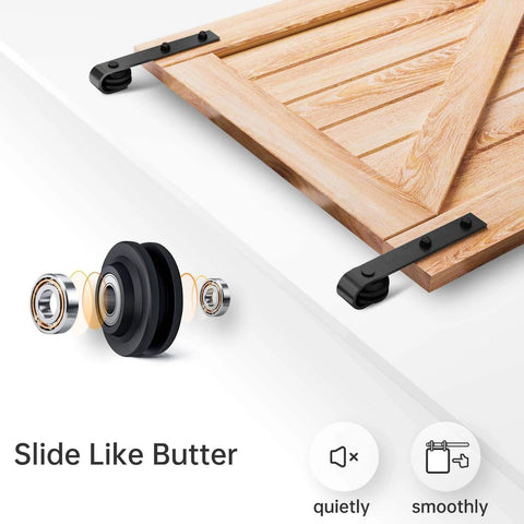 EaseLife 6.6 Ft Sliding Barn Door Hardware Track Kit With Basic J Pulley for 36 to 40 Inch Wide Single Door Aluminum Black Powder Coated