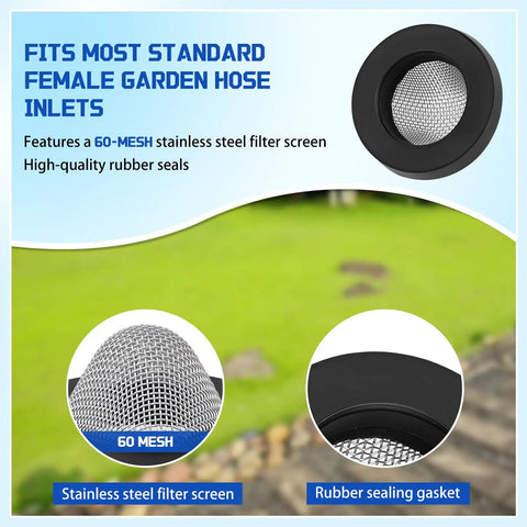 Inlet Screen Filter With Gasket, Three Pack Hose Filter Washers For Pressure Washer Pumps, Stainless Mesh with Rubber Seal