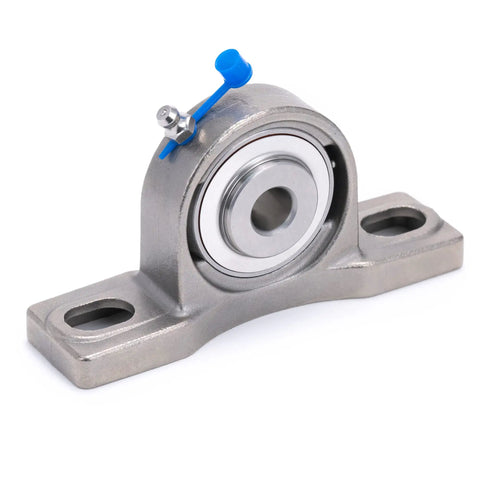 Heavy Duty Rig 2 Pack 445C Stainless Steel Pillow Block Bearings With Self Aligning 1/2 Inch Bore, side view showcasing housing.