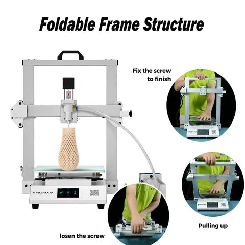Hella Compact Foldable Ceramic 3D Printer For Clay And Liquid Deposition Molding 250Mm Build Area showing foldable frame and user setup.