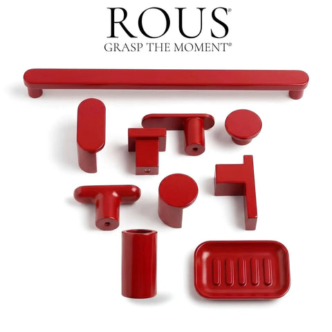 Chic Mid Century Modern L Bar Cabinet Knob In Matte Rose Red Finish Crafted From Durable Solid Aluminum kitchen hardware set