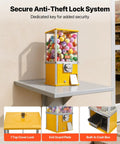 Candy Dispenser With 21 Inch Transparent Globe Holds 180 Balls, 25 Cent Coin Op For Malls And Parks with secure lock system