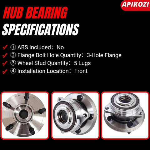 Durable Front Wheel Hub Bearing Assembly For Jeep Grand Cherokee 2011 2021 2Wd Oem Equivalent 513324 showing specifications and design.