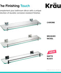 Ventus Bathroom Shelf Chrome Finish With Glass Inset Solid Brass Construction Rust Resistant Wall Mounted Storage