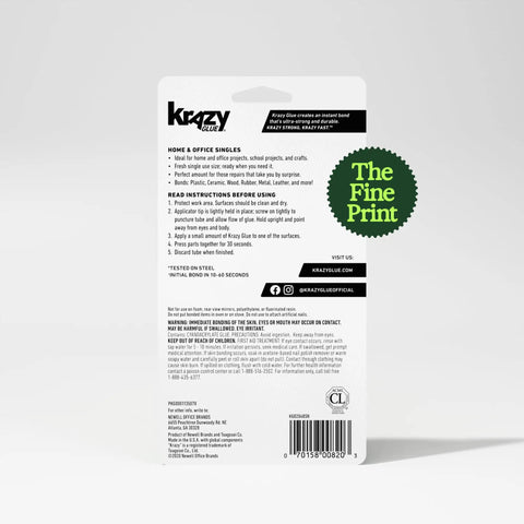 Heavy Duty Super Glue Fine Tip For Home Office Quick Fixes That Cure In Ten Seconds And Deliver Killer Bond back of packaging instructions.