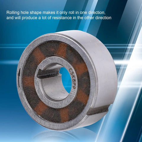 CSK8PP One Way Clutch Roller Bearing 8X22X9mm with inner keyway for textile machines showing compact steel housing.