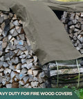 Waterproof Canvas Tarp Cover 21oz Heavy Duty Duck Cloth Waxed Tarpaulin With Rustproof Brass Grommets For Camping Construction Equipment And Outdoor Use 10x12 Ft Olive Drab covering stacked firewood outdoors