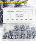 All In One Self Tapping Screw Kit 200 Piece Durable Zinc Iron Screws With Thread Storage Case Heavy Duty For Home Repair