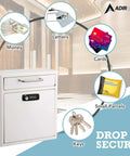Secure Wall Mounted Mailbox Drop Box With Key Or Combo Lock Heavy Duty 16 Gauge Steel ideal for deposits and letter drops