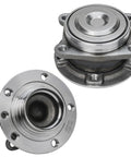 Rear Wheel Bearing Hub Pair For Chrysler 200 Jeep Cherokee Fwd 5 Lug Abs Encoder 4 Bolt Square Flange Top Shelf Parts For That Smooth Roll 2015 to 2017 2014 to 2022 featuring two silver hub bearings with flanges.