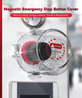 Heavy Duty Magnetic Lockout Cover For Round Emergency Stop Button with clear polycarbonate, designed for safety and visibility.