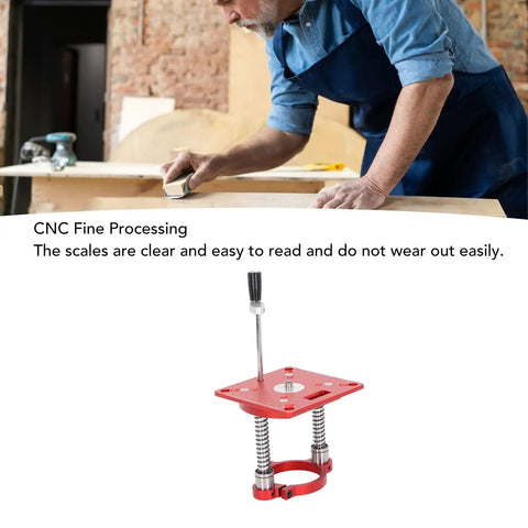Pro Grade Router Table Lifting System With Circle Clamping For 63.5-65mm Milling Machines Aluminum Anodized Finish CNC Processed For Precision Woodworking And DIY Projects, CNC router lift in use