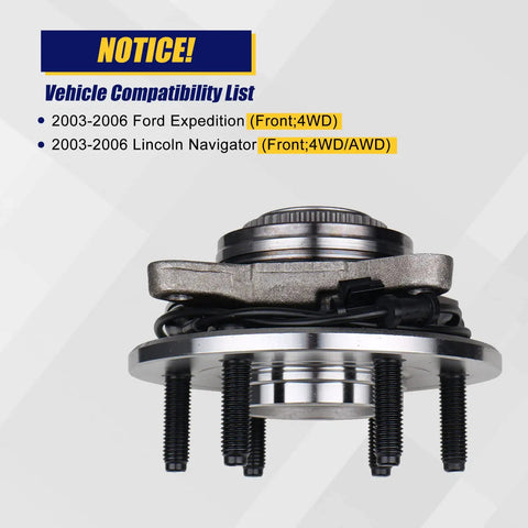Heavy Duty Front Wheel Bearing And Hub Assembly For 2003 2006 Ford Expedition 4wd And Lincoln Navigator Awd close-up view.