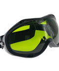 Heavy Duty Laser Safety Glasses With OD5 Multi Wave Protection For Cutting Engraving And Welding, black frame, green lenses.