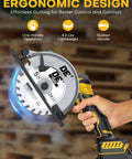 Badass Brushless Cordless Circular Saw Slick 6 Inch Blade Kicks Butt With DeWalt 20V Compatible lightweight saw with ergonomic handle.
