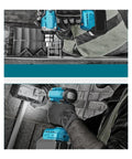 Heavy Duty Cordless Brushless Impact Wrench Pulses Raw Torque For Auto Repair Tire Rotations And DIY Builds With A Travel Ready Frame in use.