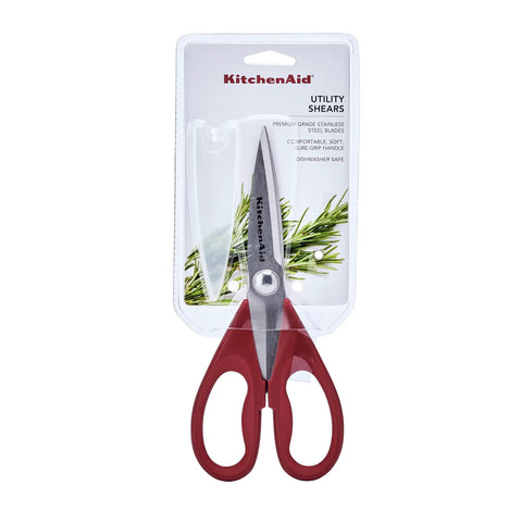 Top Shelf All Purpose Kitchen Shears With Protective Sheath Ridiculously Sharp Stainless Steel Blades Dishwasher Safe Cozy Comfort Grip Perfect For Snappy Meat Veggie And Packaging Cuts in packaging.