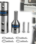 Rock Solid Two In One Trailer Jack Drill Adapter For One And Half Inch Drive Shafts Rust Resistant Stainless Steel Construction Compatible With Cordless Power Drills Hassle Free For Rv Towing with drill and parts.