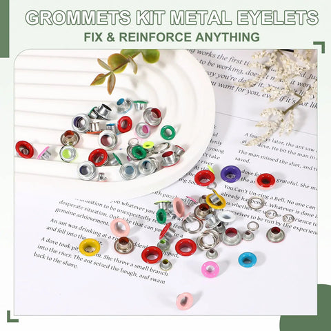 Heavy Duty Metal Grommets Kit With Corrosion Proof Washers 4Mm And Five Thirty Two Inch Sky Blue Eyelets scattered on a plate.