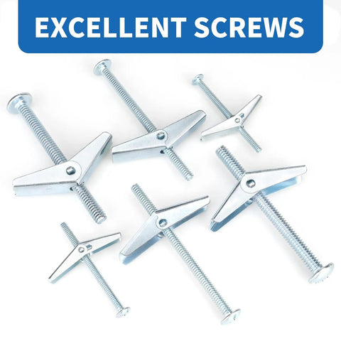 Heavy Duty Hollow Wall Anchors Kit For Drywall And Ceiling Mounts With Toggle Bolts And Wing Nuts, 50 Piece Metal Anchors assortment