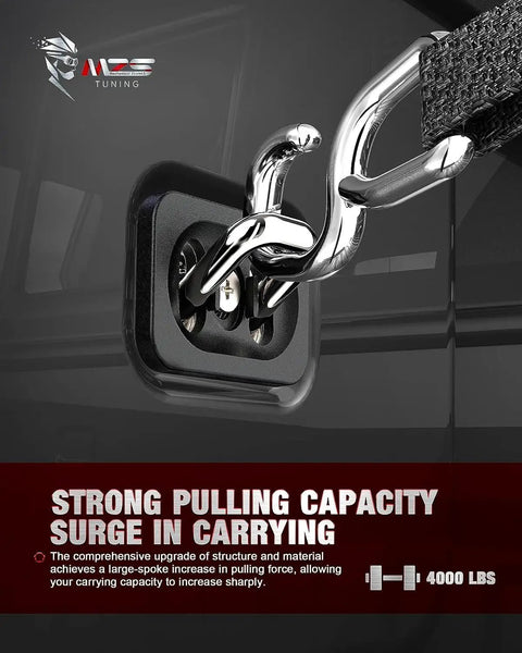 Heavy Duty Retractable Truck Bed Tie Downs Compatible With Silverado And Sierra Pickup Oval Stake Pockets Knockout Cargo Securement Built Tough American Hauling Setup 4 Pack close-up of hook and anchor with 4000 lbs capacity