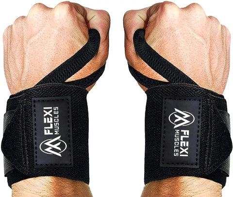 Built Tough Heavy Duty Wrist Wraps With Secure Thumb Loops For Weightlifting Highly Adjustable Support for gym workouts.