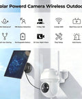 Wireless Outdoor Security Camera System With 2K Color Night Vision 360 Degree Panoramic View Battery Powered Spotlight on wall
