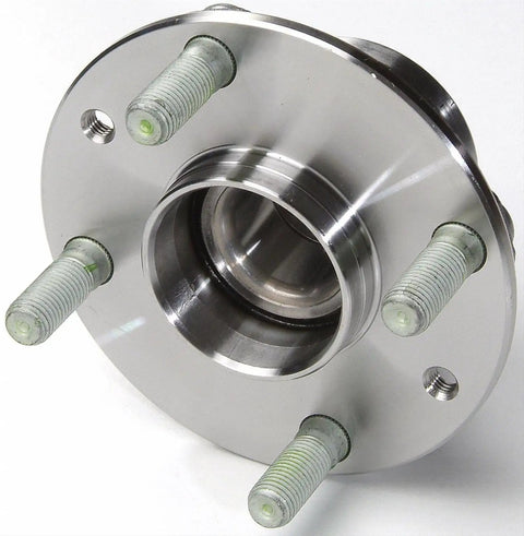 Front Wheel Bearing And Hub Assembly Straight Bolt On Swap For Mazda Miata 1990 To 2005 with 5 studs and a shiny finish.