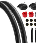 2 Pack 700x28c Road Bike Tire Replacement Kit With Inner Tubes, Folding Tires, Levers, Liners And Repair Tool For City Road Cruising