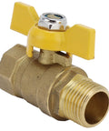 Heavy Duty Brass G1/2 Male Thread Ball Valve To Gas Shut Off Control with yellow handle for easy operation.