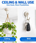 Eight Pack Of Solid White Adhesive Ceiling And Wall Hooks Delivers Zero Sweat Damage Free Mounting, featuring a ceiling hook and wall hook.