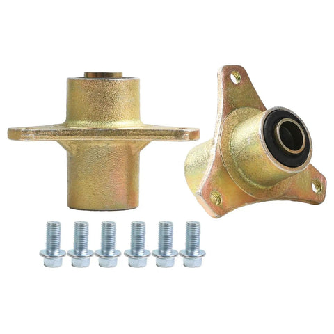 Go Kart Front Steering Knuckle Spindles Front Wheel Hubs Kit with bolts, gold finish, heavy-duty metal, set of two