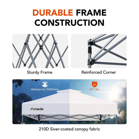10x10 Pop Up Canopy With Center Lock One Push Instant Setup And No Fuss Wheeled Outdoor Gazebo Beach Tent frame construction