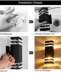 Installation steps for 4 Pack 12 Inch LED Up and Down Wall Lights 14W 4000K Day White Outdoor Aluminum Waterproof IP65