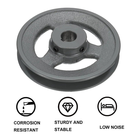 Heavy Duty Cast Iron Single Groove V Belt Sheave Five Eighth Inch Bore Five Point Two Five Outer Diameter Bored To Size Web Pulley