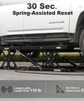 8,000-Lb Portable Car Lift With Heavy Duty Hydraulic Quick Jack For Sedans And SUVs lifting white SUV, side view
