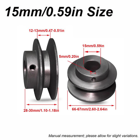 Heavy Duty Cast Iron V Belt Pulley Featuring Sharp V Groove Cut Built Tough As Nails To Drive Air Compressors And Contractor Saws While Delivering Smooth Power Transfer In Your Garage, 15mm size.