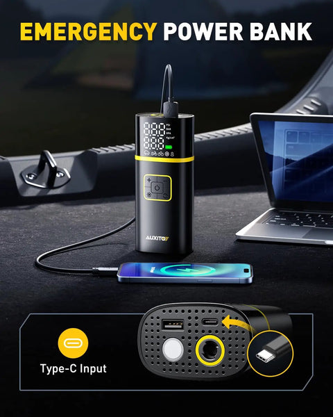 Go To Portable Tire Inflator Air Compressor With Gauge 150 Psi Fast Inflation In Under 1 Minute 5200mAh Power Pack